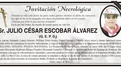 Invitación Necrológica: Sr. Julio César Escobar Álvarez
