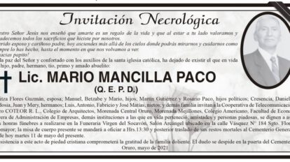 Invitación Necrológica Lic. Mario Mancilla Paco