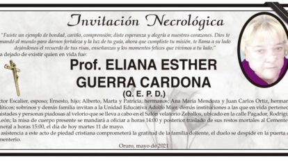 Invitación Necrológica: Prof. Eliana Esther Guerra Cardona