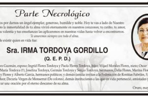 Necrológico de Irma Tordoya Gordillo