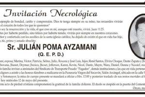 Invitación Necrológica para Julián Poma Ayzamani