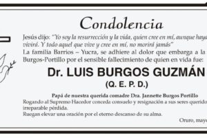 Condolencia por el fallecimiento del Dr. Luis Burgos Guzmán