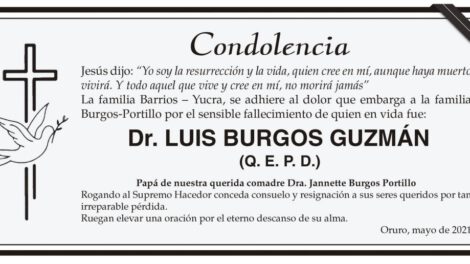 Condolencia por el fallecimiento del Dr. Luis Burgos Guzmán