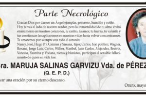 Parte Necrológico de Maruja Salinas Garvizu
