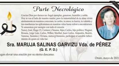 Parte Necrológico de Maruja Salinas Garvizu