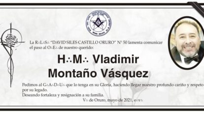 Obituario de H∴M∴ Vladimir Montaño Vásquez