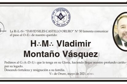 Obituario de H∴M∴ Vladimir Montaño Vásquez