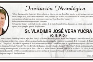 Invitación Necrológica para Vladimir José Vera Yucra