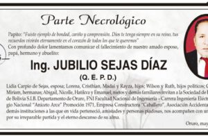 Necrológico de Ing. Jubilio Sejas Díaz