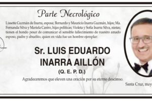 Parte Necrológico de Luis Eduardo Inarra Aillón