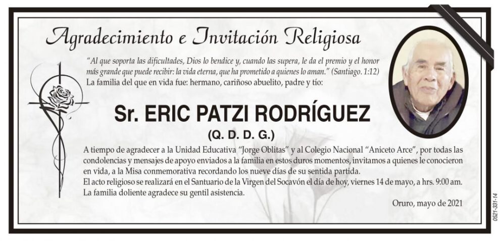 Agradecimiento e Invitación Religiosa por Eric Patzi Rodríguez