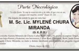 Parte Necrológico de M. Sc. Lic. Mylené Chura Miranda