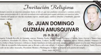 Invitación Religiosa: Juan Domingo Guzmán Amusquivar