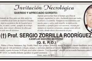 Invitación Necrológica: Prof. Sergio Zorrilla Rodríguez