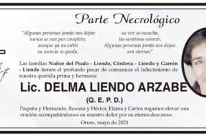 Parte Necrológico: Lic. Delma Liendo Arzabe