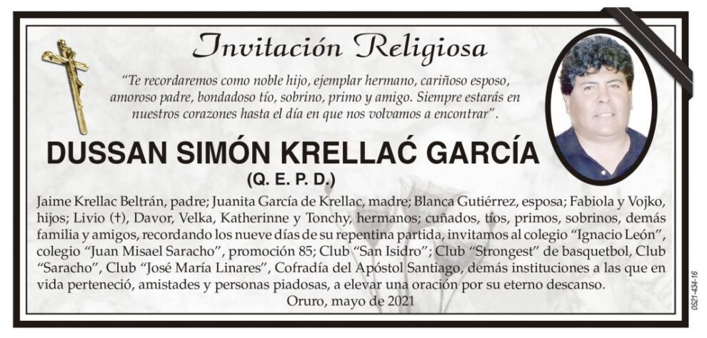 Dussan Simón Krellac García Q. E. P. D.