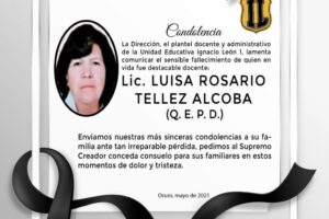Condolencia por el fallecimiento de Luisa Rosario Tellez Alcoba