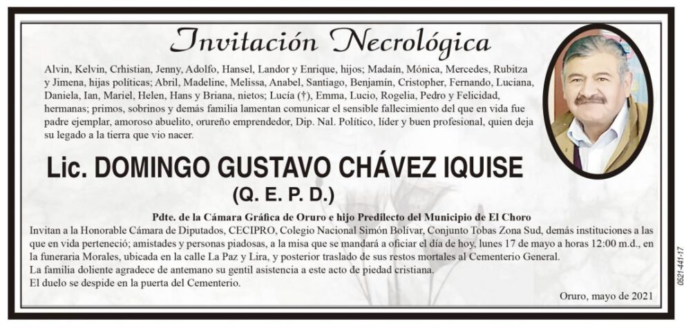 Lic. Domingo Gustavo Chávez Iquise Q. E. P. D.