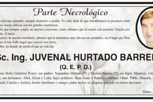 Parte Necrológico de Juvenal Hurtado Barrero