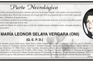 Prof. María Leonor Selaya Vergara, parte necrológico