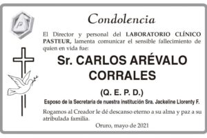 Condolencia por el fallecimiento de Carlos Arévalo Corrales