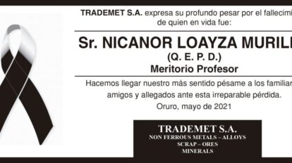 Necrológico de Nicanor Loayza Murillo