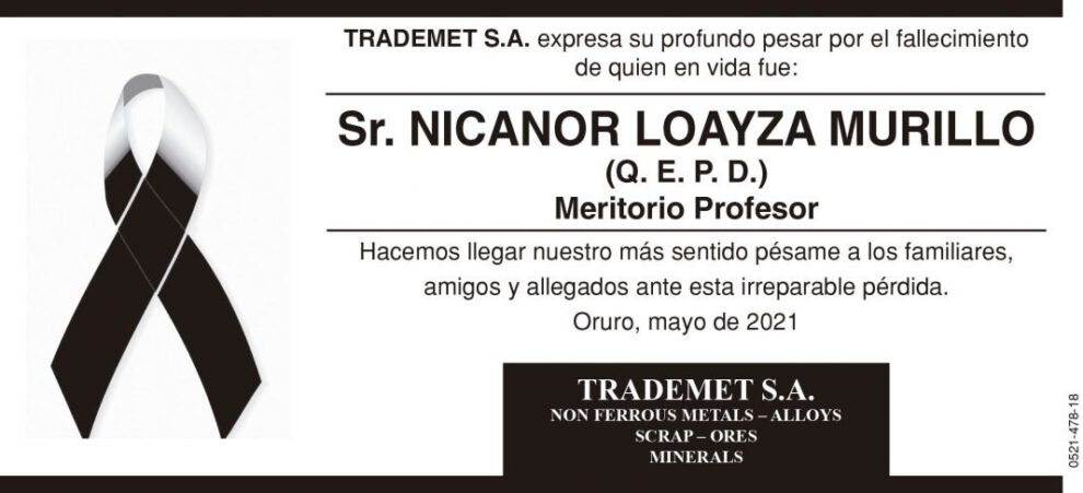 Necrológico de Nicanor Loayza Murillo