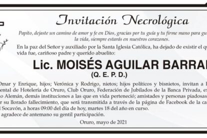 Invitación Necrológica Lic. Moisés Aguilar Barral