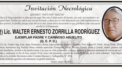 Lic. Walter Ernesto Zorrilla Rodríguez obituario
