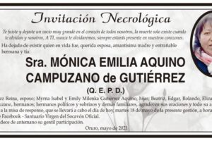 Invitación Necrológica de Mónica Emilia Aquino Campuzano