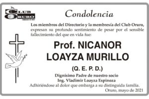 Condolencia por el fallecimiento del Prof. Nicanor Loayza Murillo