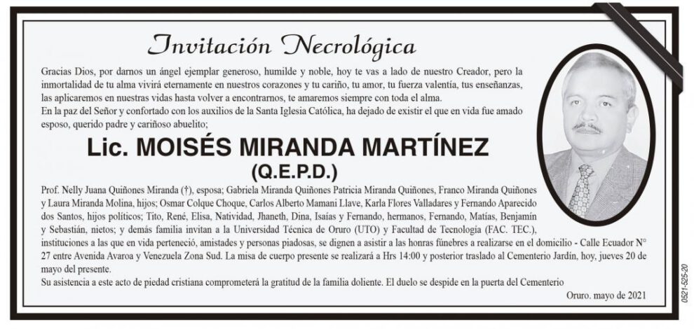 Lic. Moisés Miranda Martínez Q.E.P.D.