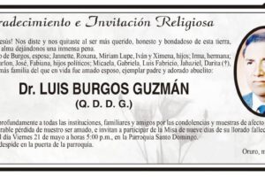 Agradecimiento e Invitación Religiosa por Dr. Luis Burgos Guzmán