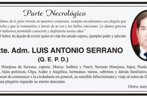 Parte Necrológico de Luis Antonio Serrano