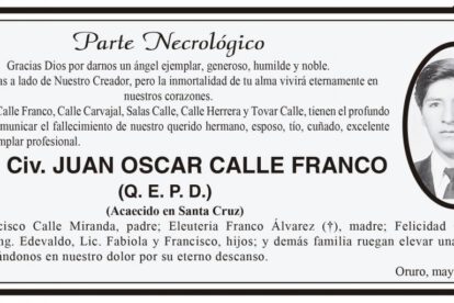 Ing. Civ. JUAN OSCAR CALLE FRANCO (Q. E. P. D.)