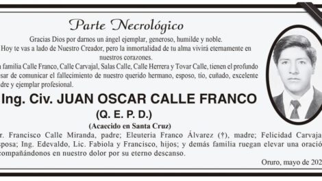 Ing. Civ. JUAN OSCAR CALLE FRANCO (Q. E. P. D.)
