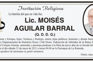 Invitación Religiosa para Lic. Moisés Aguilar Barral
