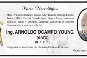 Parte Necrológico: Ing. Arnoldo Ocampo Young