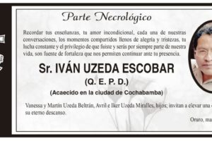 Parte Necrológico de Iván Uzeda Escobar