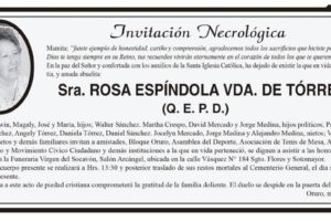 Necrológica Rosa Espíndola Vda. de Tórrez