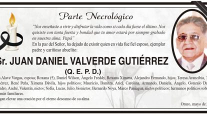Necrológico de Juan Daniel Valverde Gutiérrez