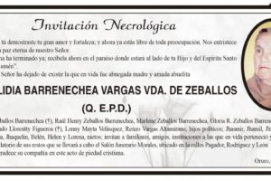 Invitación Necrológica de Lidia Barrenechea Vargas