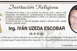 Invitación Religiosa para Ing. Iván Uzeda Escobar