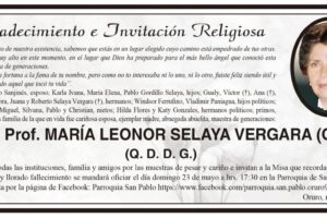 Agradecimiento por Lic. Prof. María Leonor Selaya Vergara