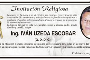 Ing. Iván Uzeda Escobar invitación religiosa