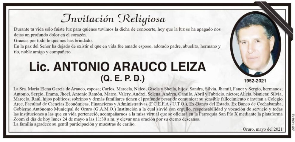 Lic. Antonio Arauco Leiza Q. E. P. D.