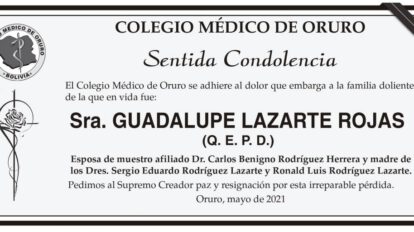 Condolencias por la Sra. Guadalupe Lazarte Rojas