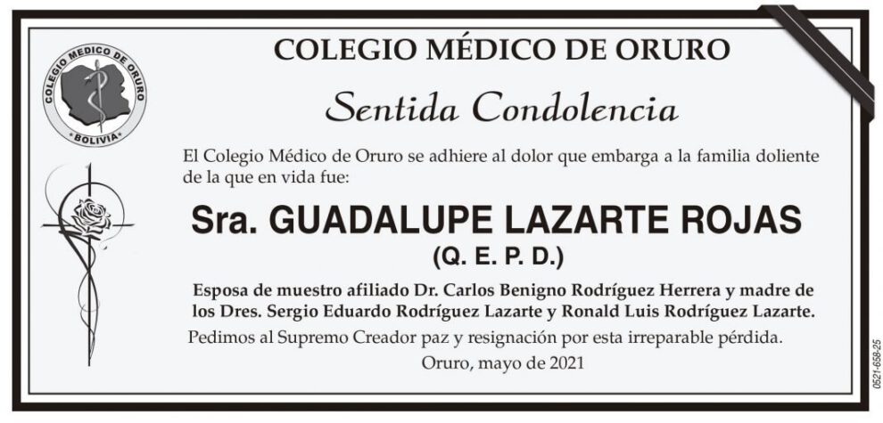 Condolencias por la Sra. Guadalupe Lazarte Rojas