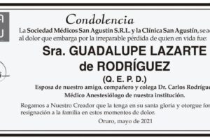 Condolencia por la Sra. Guadalupe Lazarate de Rodríguez