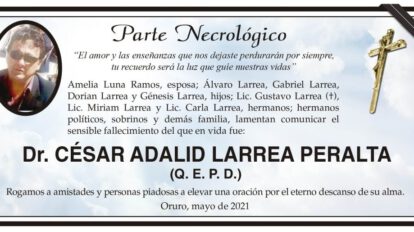 Necrológico del Dr. César Adalid Larrea Peralta